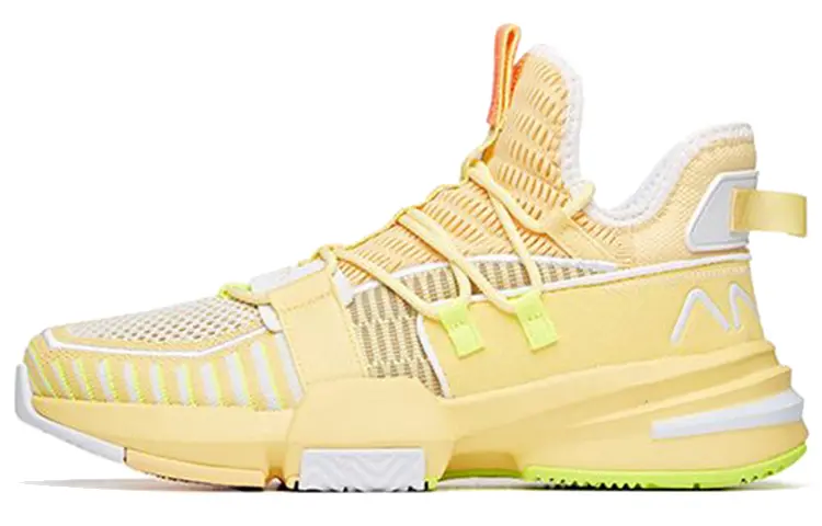 Anta Craze 1 Shock Absorbers Slip Resistant Abrasion Resistant High top Basketball Shoes Men's Yellow White