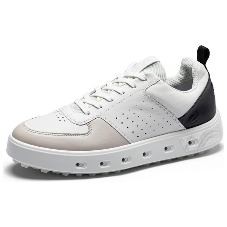 Ecco Low-Top Skateboard Shoes Men's White/Black/Sandstone Gray
