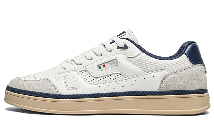 Kappa Anti Slip Wear Resistant Low Top Skateboard Shoes Men's Classic White/Dark Blue