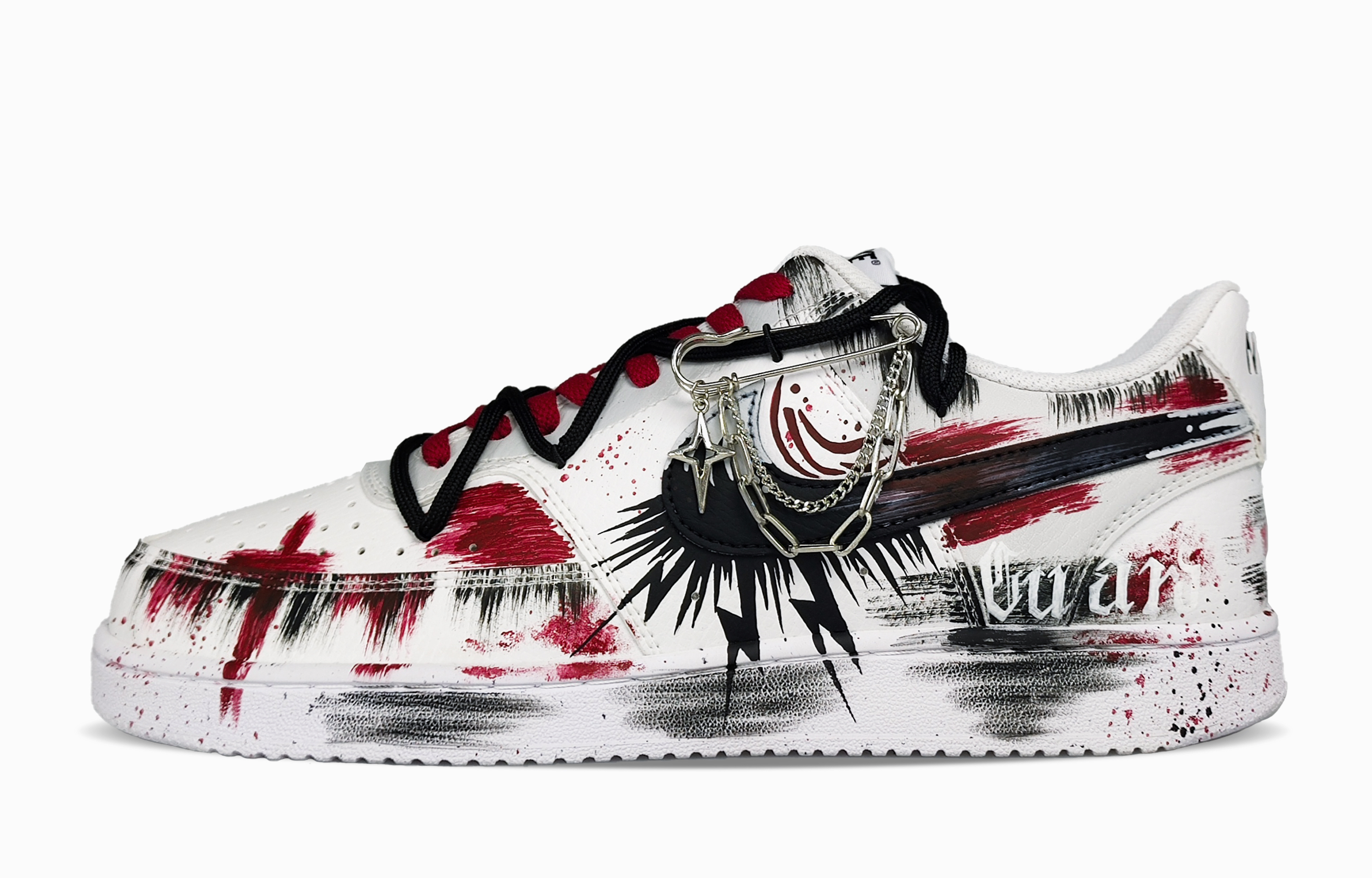 Nike Court Vision 1 Thorn's Mark Abrasion Resistant Low top Skateboard Shoes Unisex Black Red