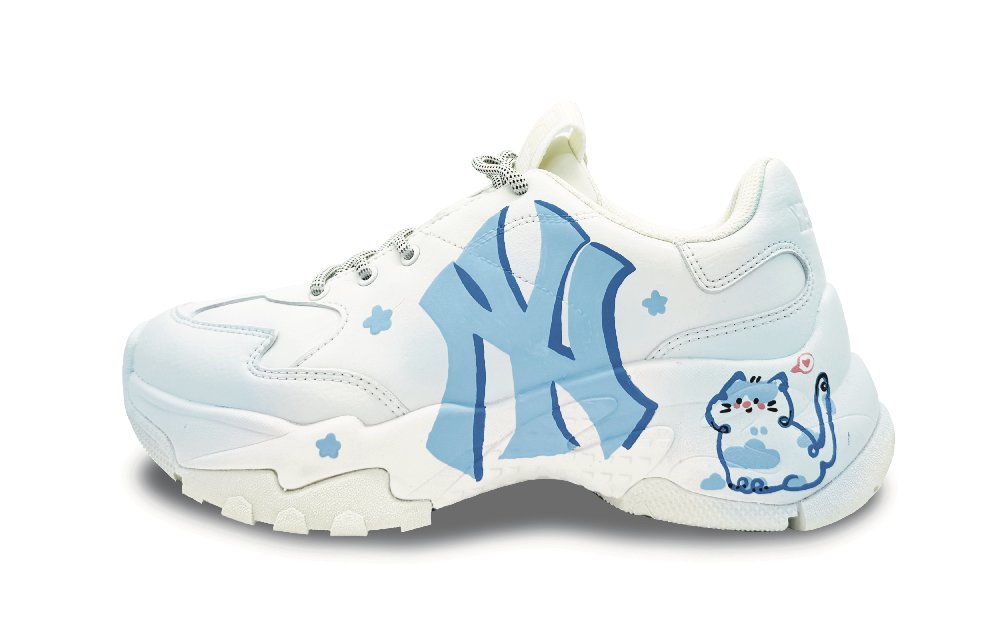 MLB Big Ball Chunky Breathable Height Increasing Low-Top Chunky Sneakers Unisex Blue White