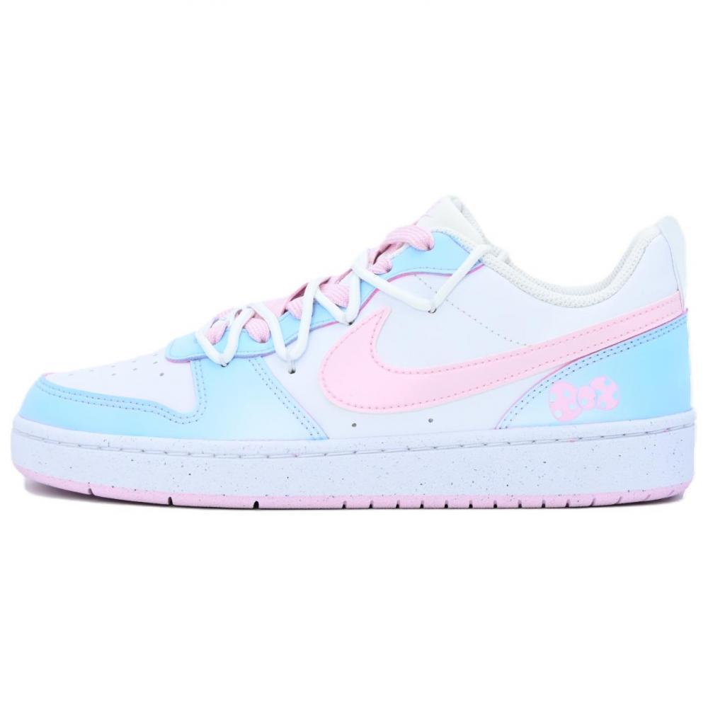 Nike Court Borough Star Whisper Bowknot Coverage Abrasion Resistant Balance Low Top Skateboard Shoes GS Blue Pink