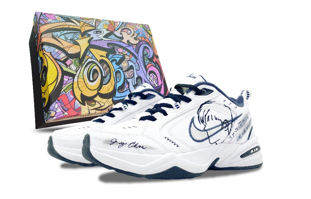 Nike Air Monarch 4 Anti-Slip And Wear-Resistant Height Increasing Low-Top Chunky Sneakers Unisex Blue White