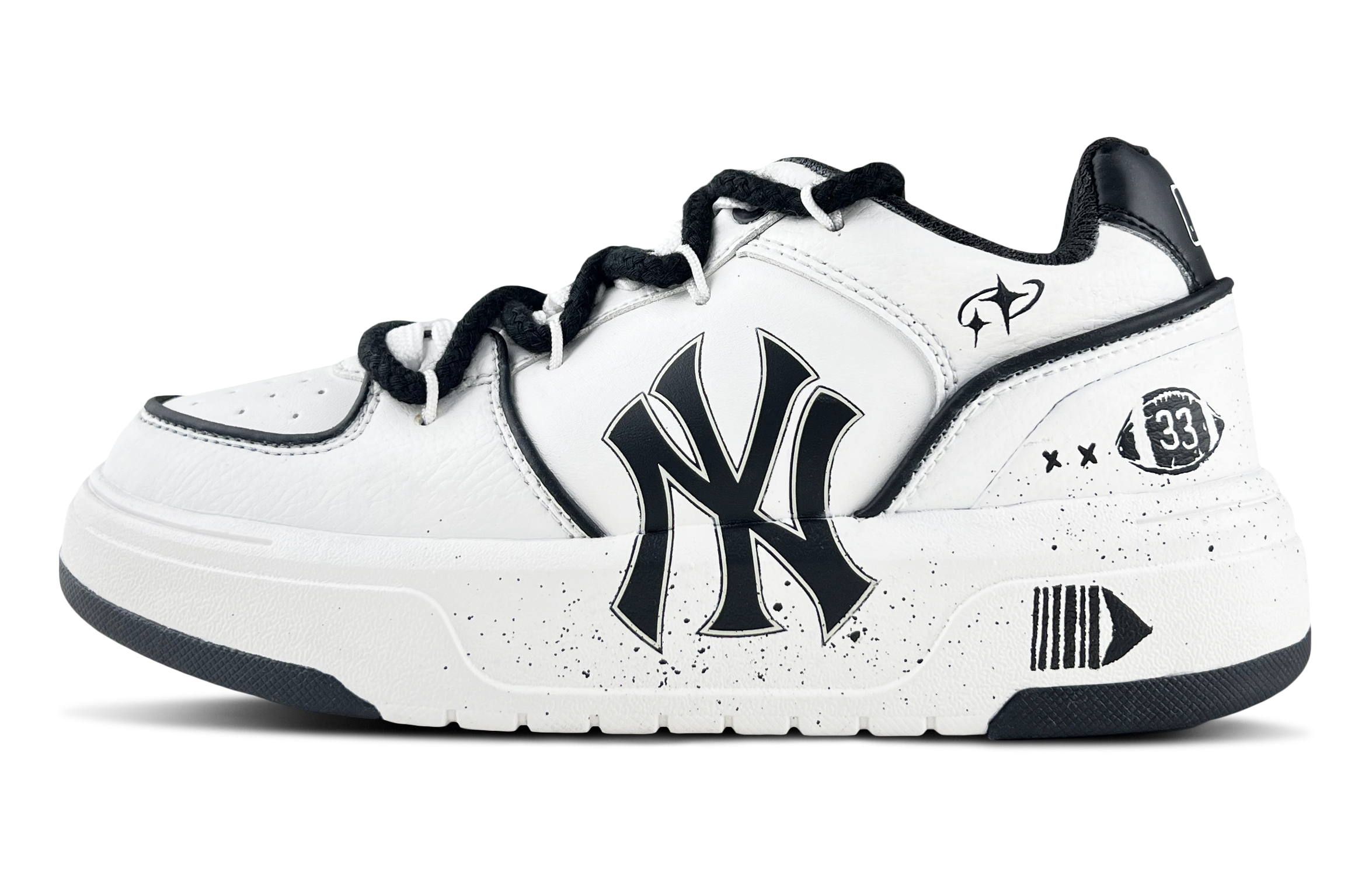 MLB Chunky Liner Lightweight Low Top Skateboard Shoes Unisex Black White