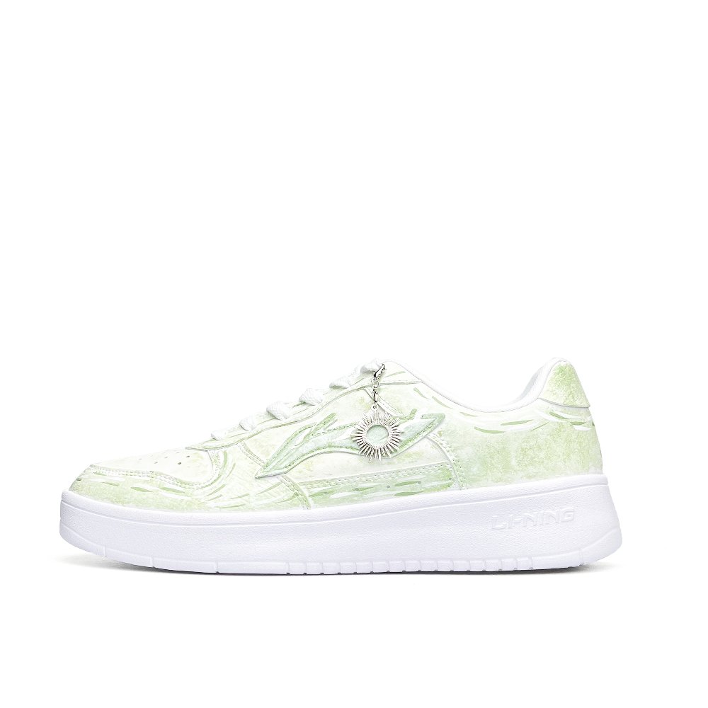LiNing Pontoon Boats Abrasion Resistant Breathable Slip Resistant Low Top Skateboard Shoes Unisex White Green