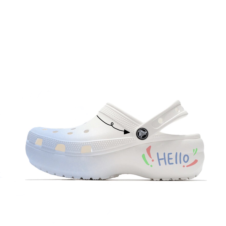Crocs Classic Platform Clog Hello, Beach Girlish Campus Style Clogs Unisex Blue Pink купить в интернет-магазине Yoocart с быстрой доставкой по России.
