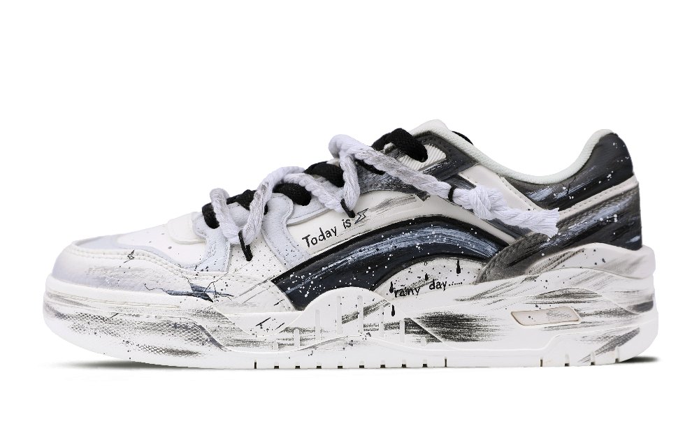LiNing Moon White 2.0 Abrasion Resistant Breathable Low Top Skateboard Shoes Men's Black White