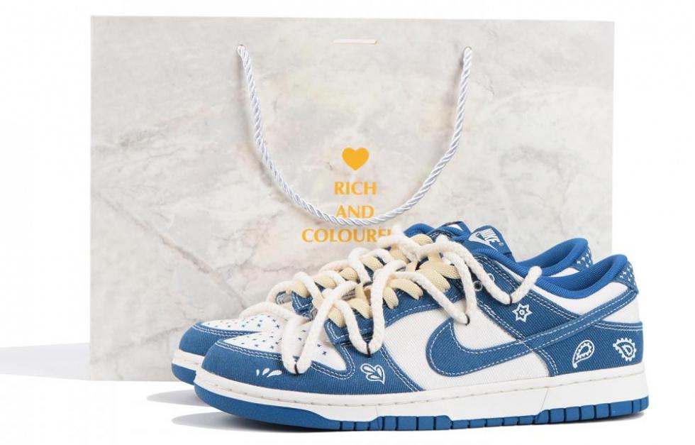 Nike Dunk Low Low-Top Skateboard Shoes Men's Blue White