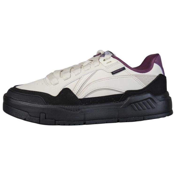 LiNing Common 80s Anti-Slip Wear-Resistant Low-Top Skateboard Shoes Women's White Black