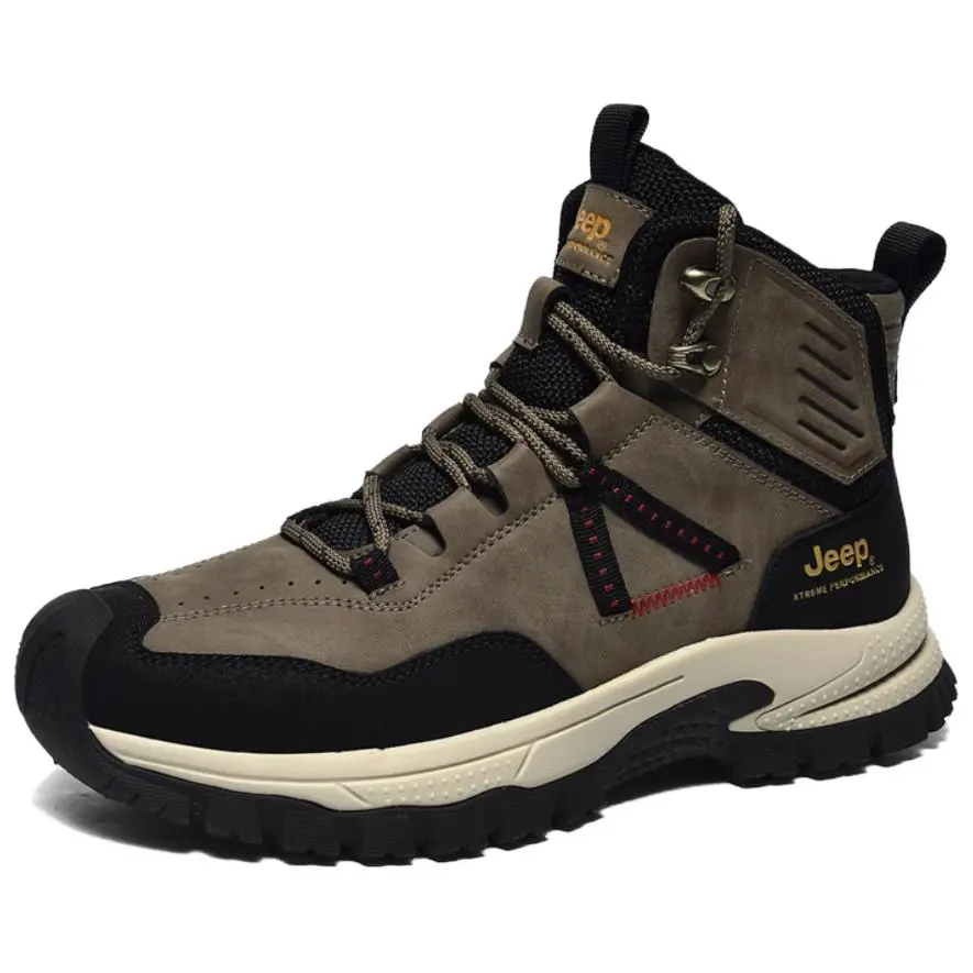 Jeep High Top Hiking Shoes Men's Dark Brown