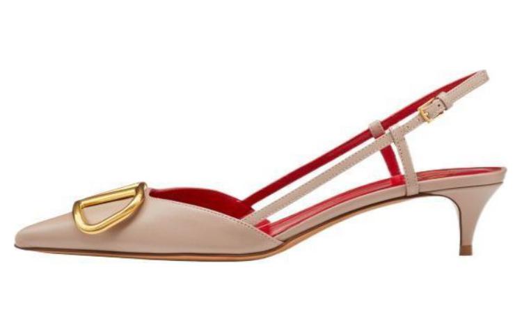 Valentino Vlogo Slim Heel High Heels 4cm Women's Nude Pink