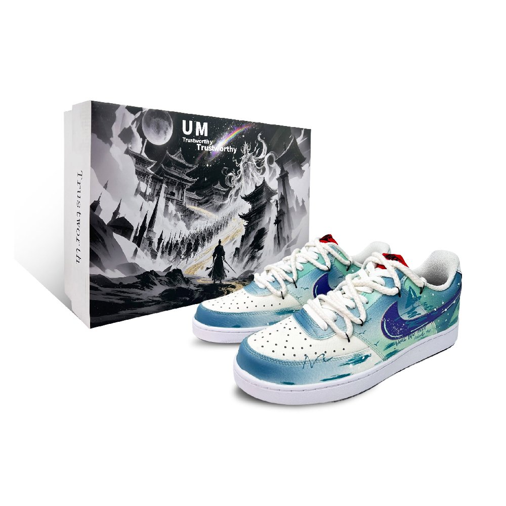 Nike Court Vision 1 Sky Wander Coverage Low Top Skateboard Shoes Men's Blue