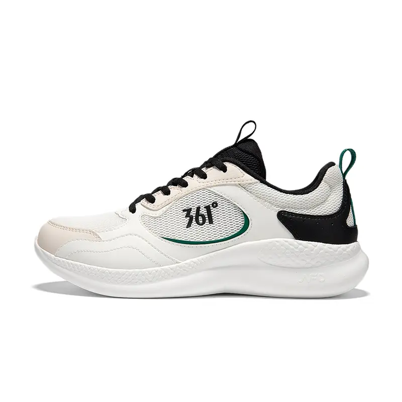 361° Cushioning Breathable Lightweight Low-Top Running Shoes Men's White Black
