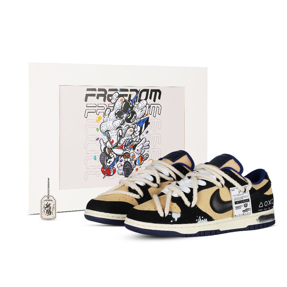 Nike Dunk Low Low-Top Skateboard Shoes Women's Black Brown Blue