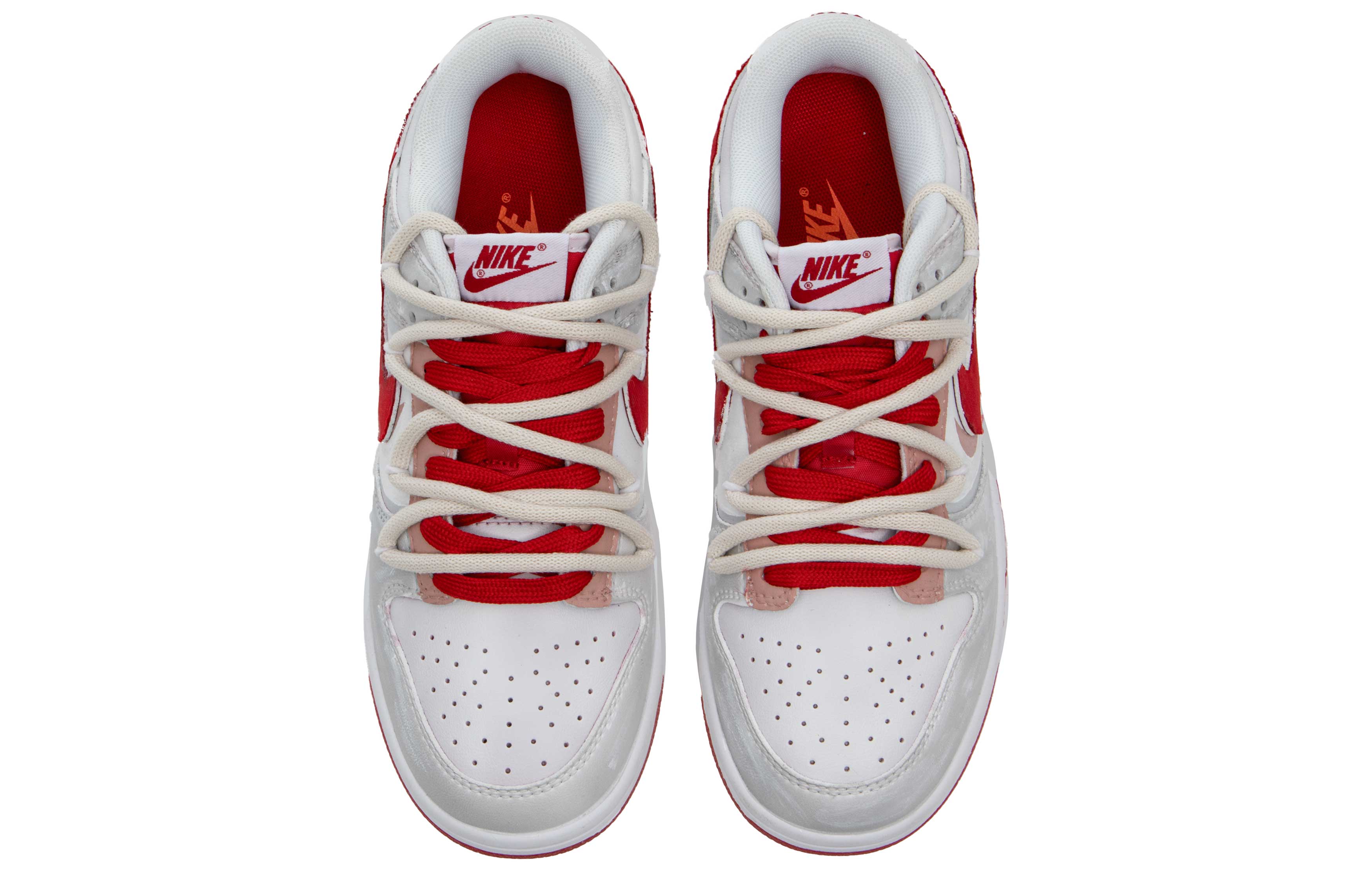 Nike Dunk Low White Moonlight Anti Slip Wear Resistant Low Top Skateboard Shoes Men's Gray Red