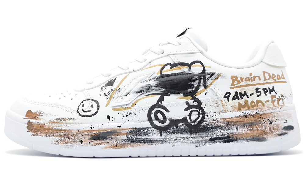 LiNing Pontoon Boats Slip Resistant, Abrasion Resistant, Breathable Low Top Skateboard Shoes Unisex White Yellow Black