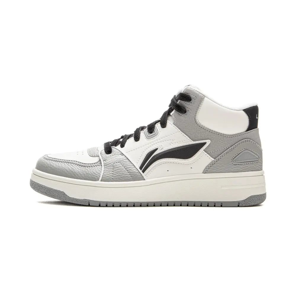 LiNing Tianji HI Slip Resistant Abrasion Resistant Mid top Skateboard Shoes Men's Light Gray