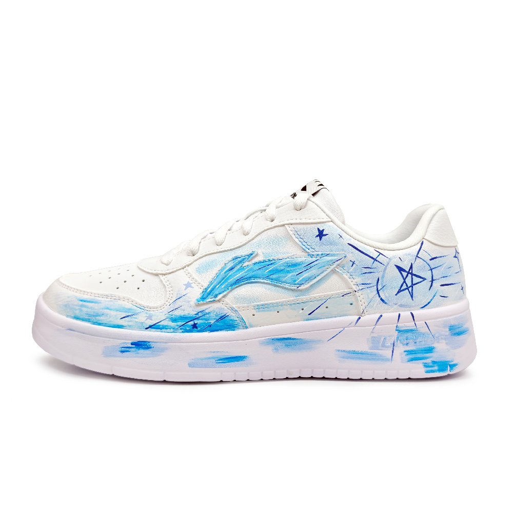 LiNing Pontoon Boats Lightweight Breathable Height Increasing Low Top Skateboard Shoes Unisex White