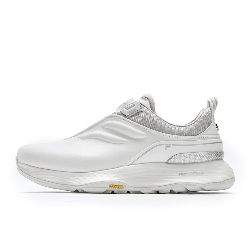 FILA Anti-Slip And Wear-Resistant Support Low-Top Golf Shoes Men's Bright White/Silver With Gray Accents