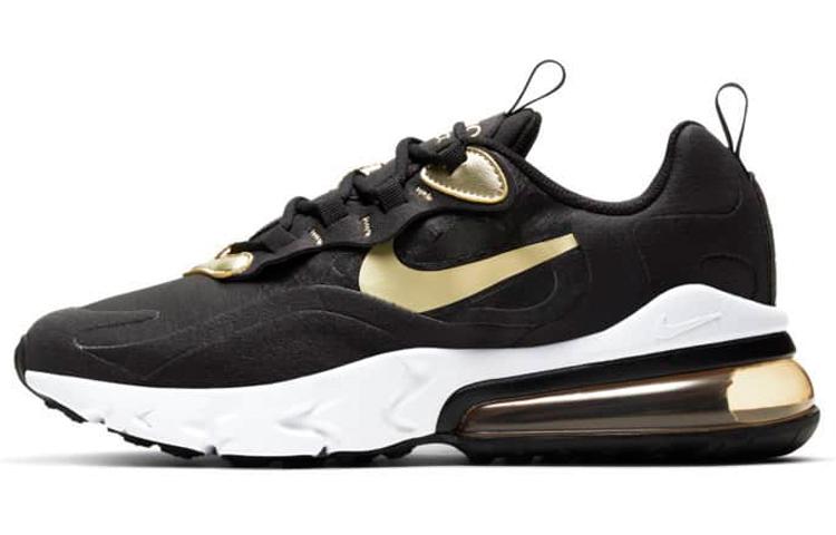 Nike Air Max 270 React Black Metallic Gold Star GS