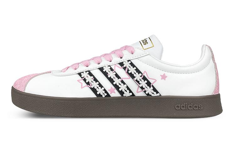Adidas Neo Vl Court Anti-Slip Wear-Resistant Low-Top Skateboard Shoes Unisex White Pink Brown