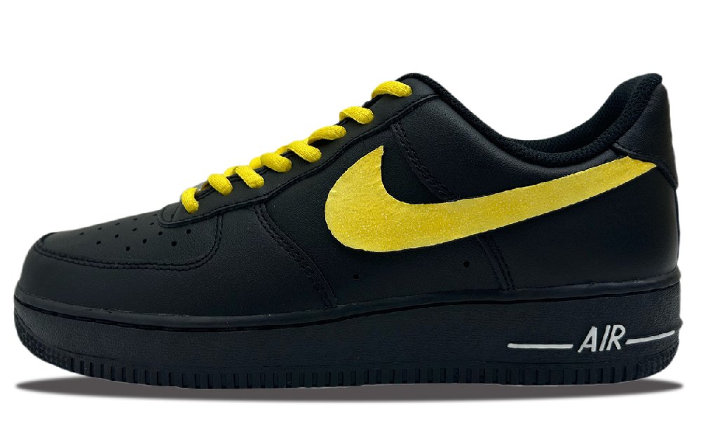 Nike Air Force 1 Abrasion Resistant Low Top Skateboard Shoes Unisex Black Gold
