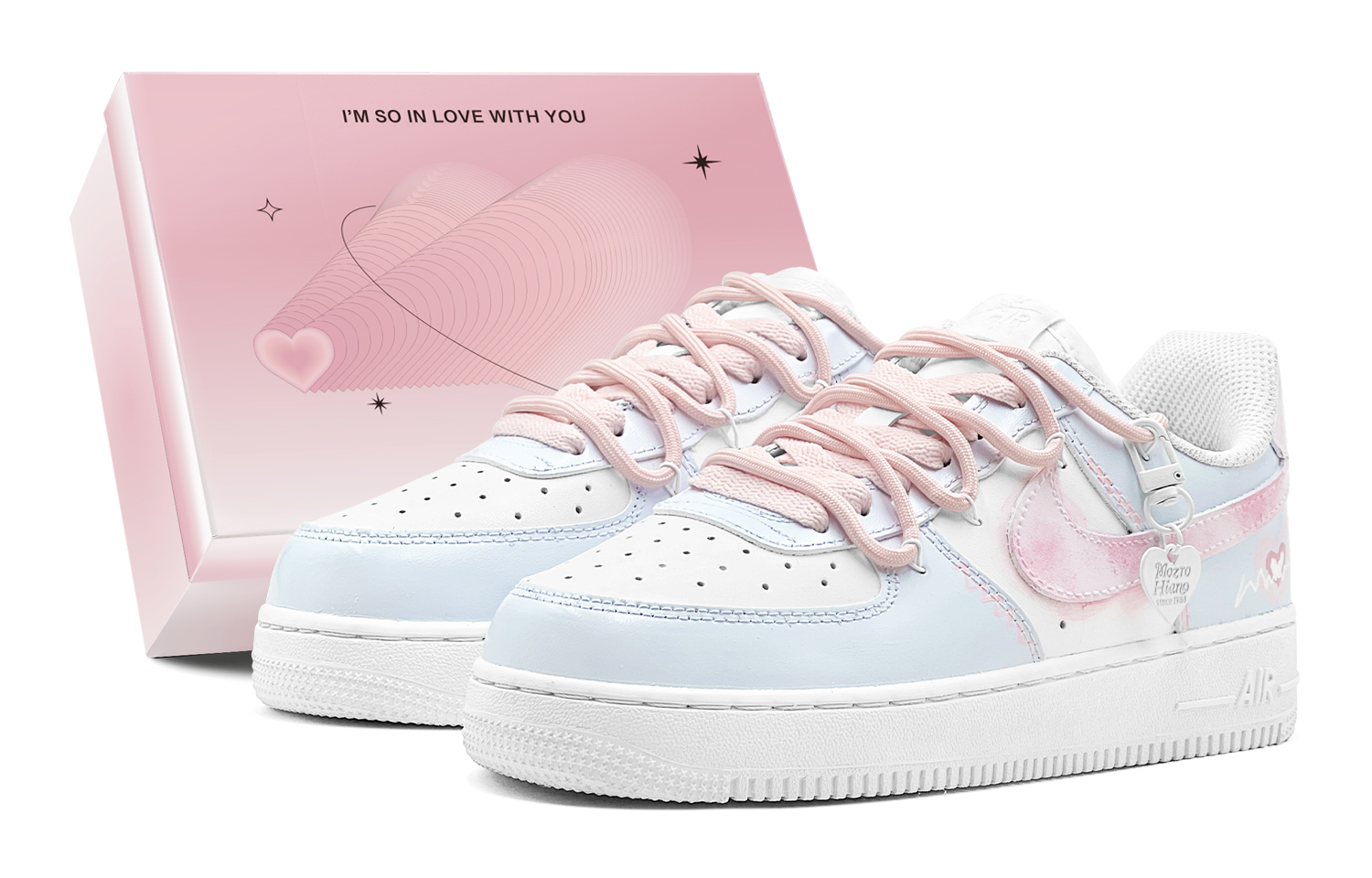 Nike Air Force 1 Low top Skateboard Shoes Women's Pink Blue
