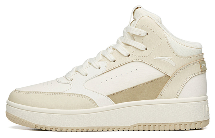 ANTA Skateboard Shoes Women's High-Top Light Beige White/Granular Beige Yellow/Toffee Yellow