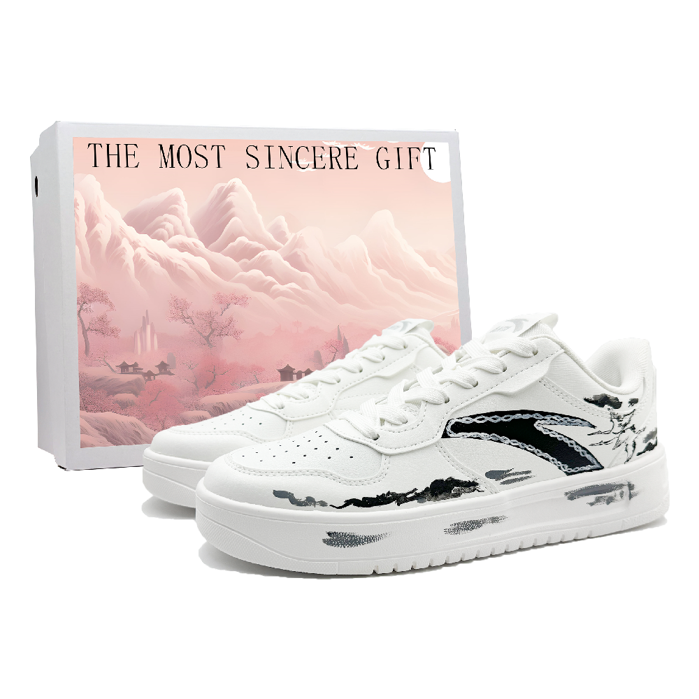 Anta Slip-Resistant Cushioning Low-Top Skateboard Shoes Men's White Black