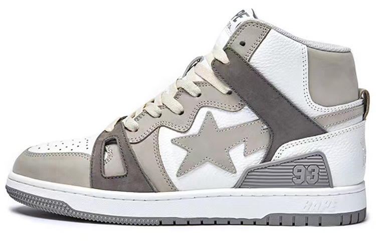 A BATHING APE STA 93 High Stylish Skateboarding Shoes Men's Gray White