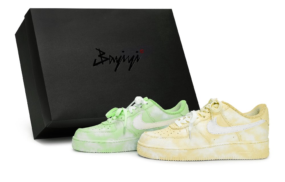 Nike Air Force 1 Low Top Skateboard Shoes Unisex White Yellow Green