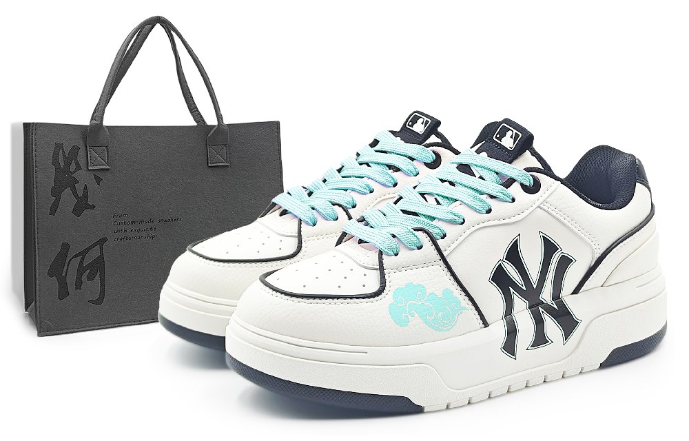 MLB Chunky Liner Abrasion Resistant Low Top Skateboard Shoes Unisex White Green