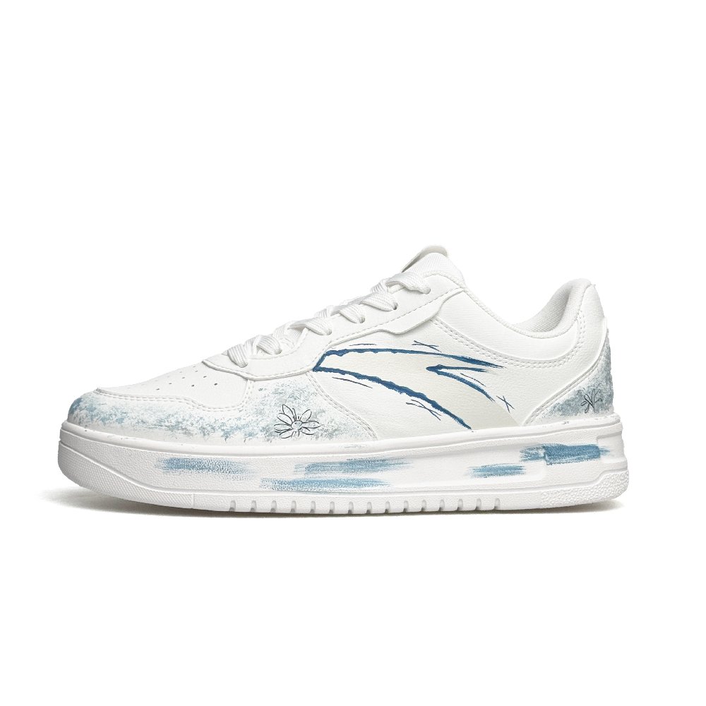 Anta Slip Resistant, Abrasion Resistant, Lightweight Low top Skateboard Shoes Unisex White Blue