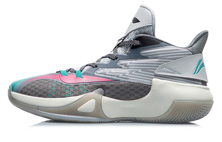 LiNing Blast Cushioned Slip-Resistant Mid-Top Basketball Shoes Men's Shark Gray