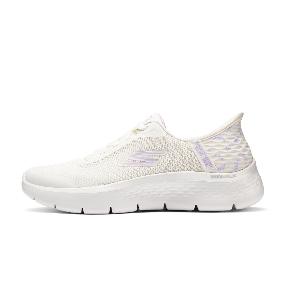 Skechers Go Walk Fle Cushioning Anti-Slip And Wear-Resistant Low-Top Casual Running Shoes Women's White Purple