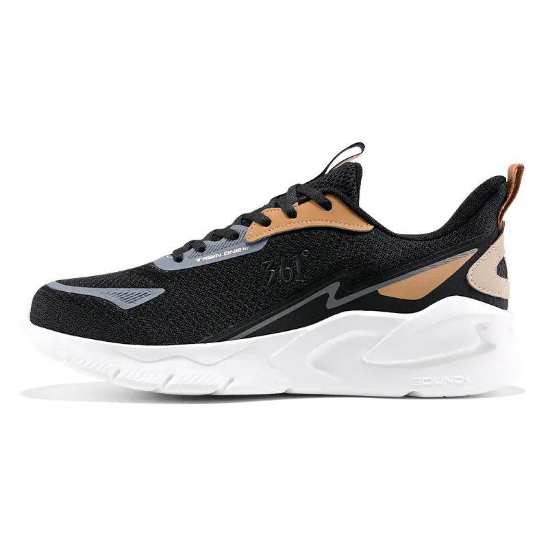 361° Cushioned Wear-Resistant Breathable Low-Top Casual Running Shoes Men's Black Brown