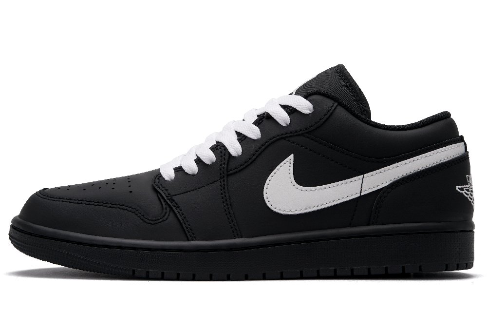 Jordan Air Jordan 1 Charcoal Gray Slip Resistant Low Top Vintage Basketball Shoes Unisex Black White