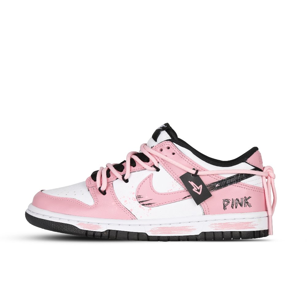 Nike Dunk Low Low-Top Skateboard Shoes Men's Black White Pink
