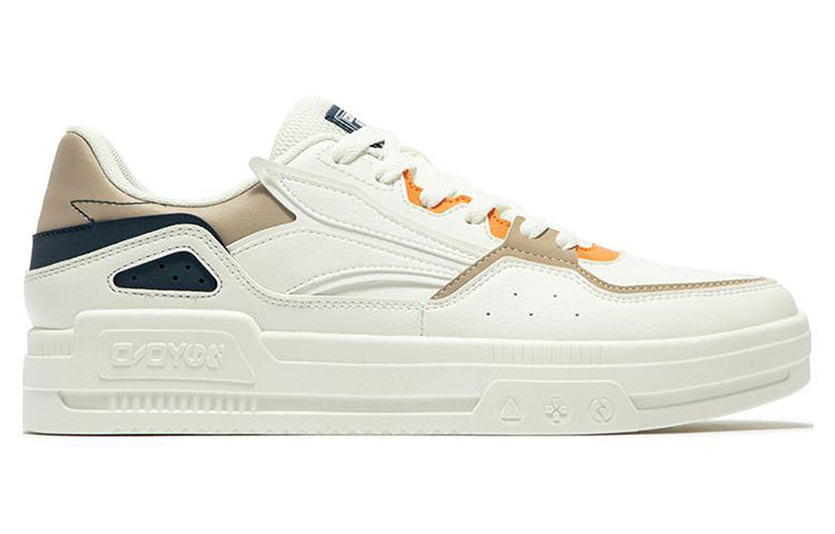 361° Anti-Slip And Wear-Resistant Lightweight Low-Top Skateboard Shoes Men's White Brown