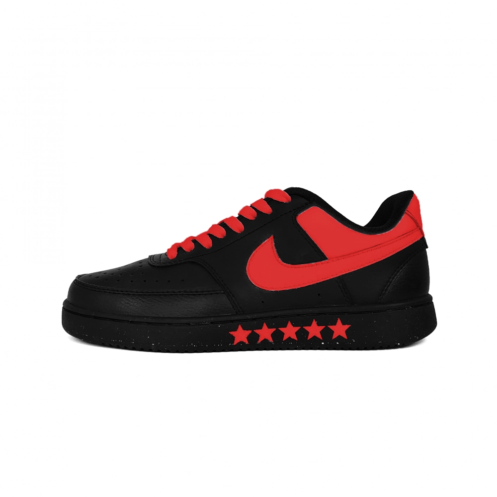 Nike Court Borough 2 Red Star Abrasion Resistant Low top Skateboard Shoes Unisex Red Black