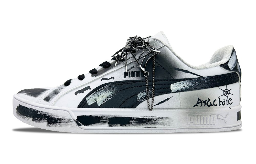 PUMA Smash Vulc Low Top Skateboard Shoes Unisex Black White