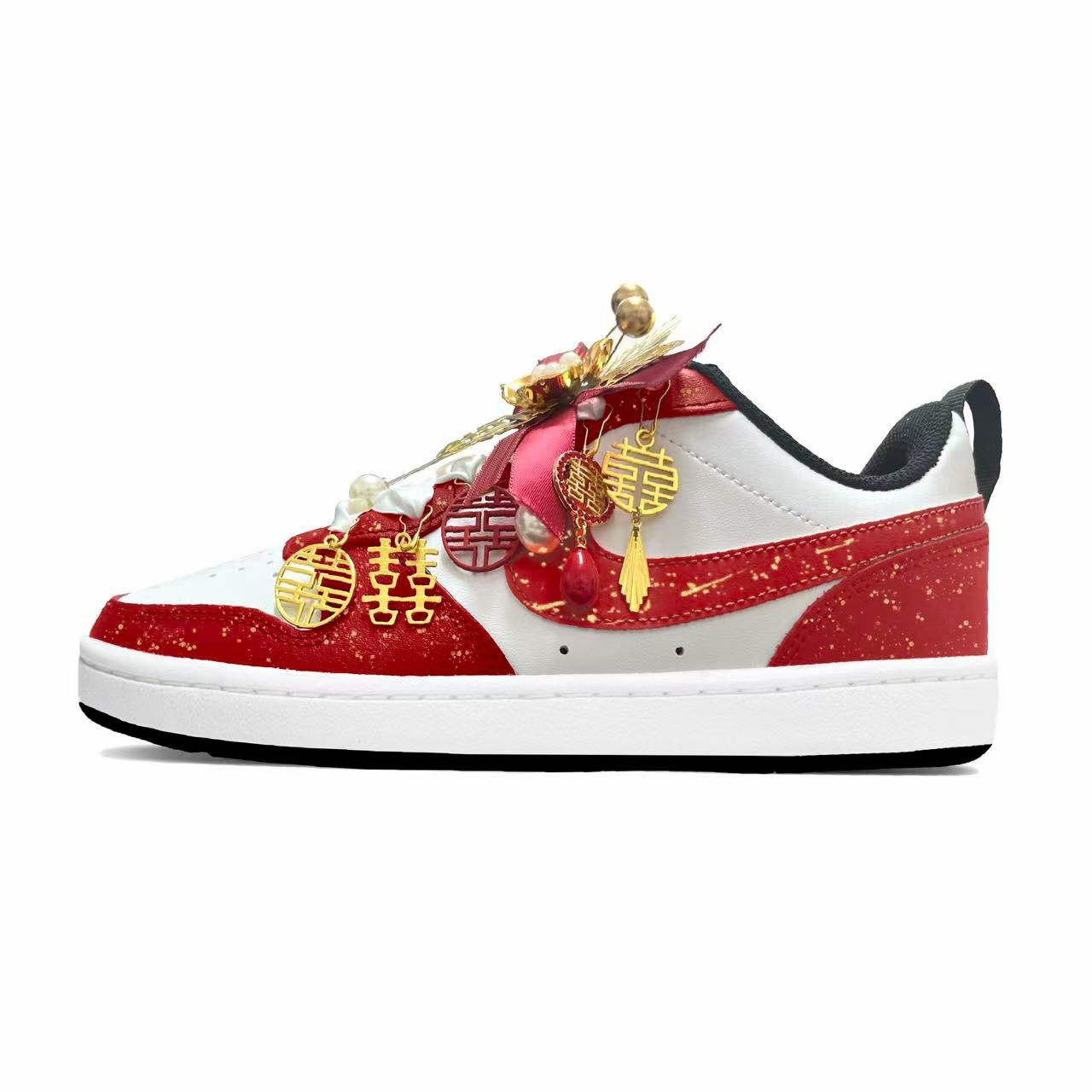 Nike Court Borough We Got Married! Cushioning Low top Skateboard Shoes Unisex Red White