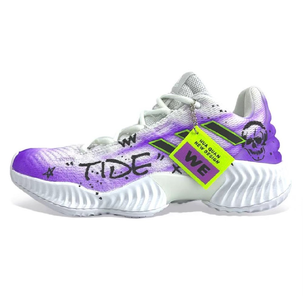 Adidas Pro Bounce 2018 Trendy Abrasion Resistant Low Top Basketball Shoes Men's Violet
