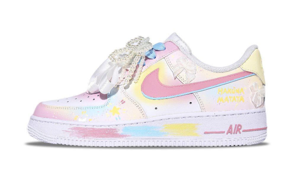 Nike Air Force 1 Abrasion Resistant Low Top Skateboard Shoes Women's Pink