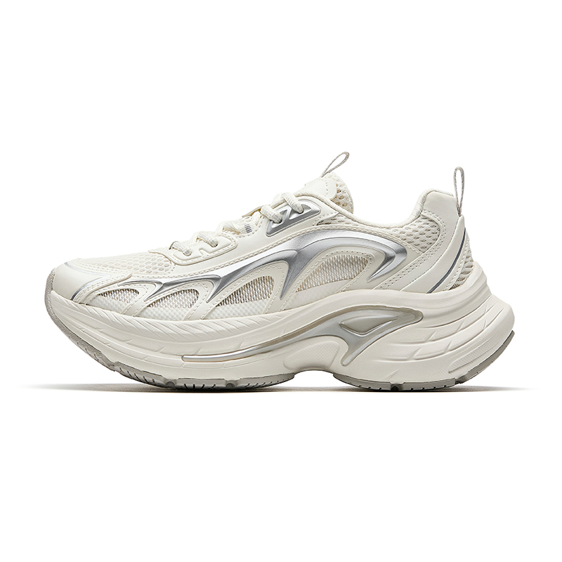Anta Anti-Slip Wear-Resistant Low-Top Casual Shoes Women's Ivory White Silver