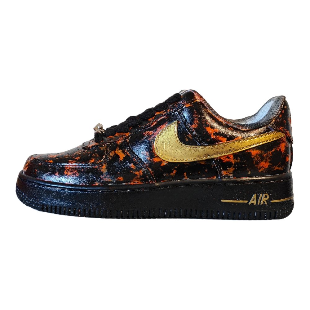 Nike Air Force 1 Camouflage Youth Slip Resistant Low Top Skateboard Shoes Men's Black