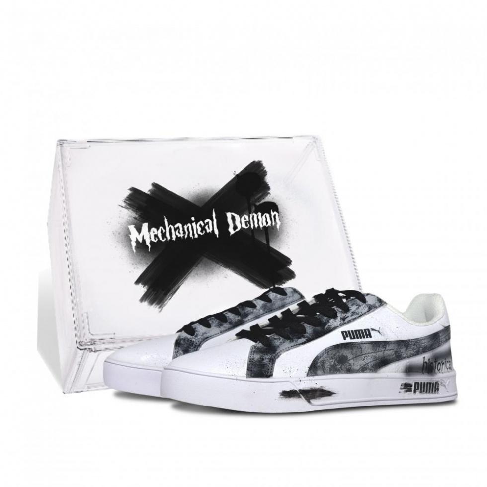 PUMA Smash Vulc Skateboard Shoes Unisex Low-Top Black White Gray