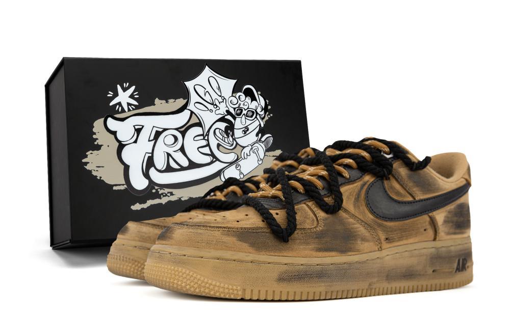 Nike Air Force 1 Anti-Slip And Wear-Resistant Lightweight Low-Top Skateboard Shoes Unisex Wheat