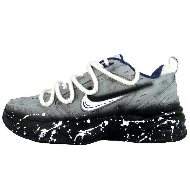 Nike Air Monarch 4 Gray Trajectory Wear resistant And Lightweight Low top Chunky Sneakers Unisex Black Gray