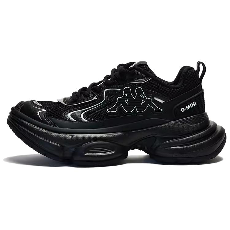 Kappa Non-slip Wear-resistant Shock Absorption Low-Top Chunky Sneakers Women's Black